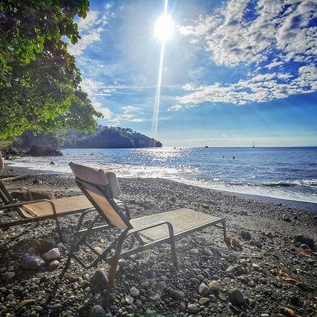 Blick auf den exklusiven Strand