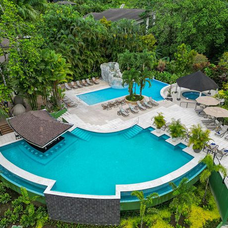 Hotel Lomas del Volcán Pool Vogelperspektive Blick auf den Pool