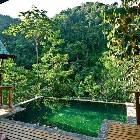 Pacuare Lodge Linda Vista Villa Aussicht auf Tal und Pool Linda Vista Villa Aussicht auf Tal und Poolv