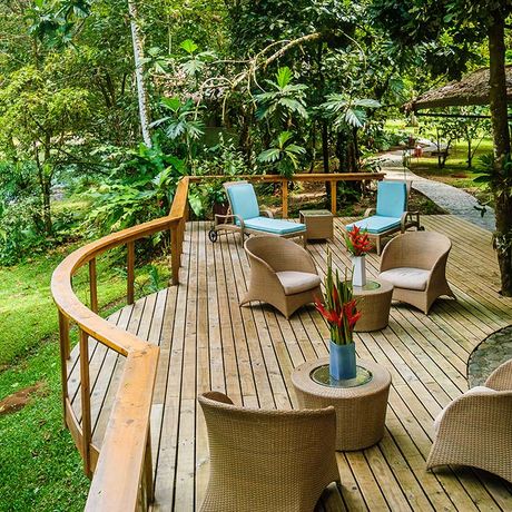 Pacuare Lodge Terrasse des Haupthauses Pacuare Lodge Terrasse des Haupthauses