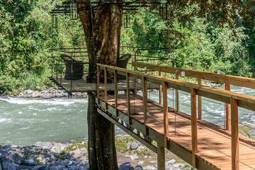 Pacuare Lodge Jaguar Villa Blick auf Dock über Fluss