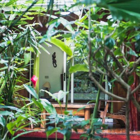 Bungalows und Cabinas Pequeño Gecko Verde Sitzecke Blick auf einer Sitzecke in den Bungalows und Cabinas Pequeño Gecko Verde