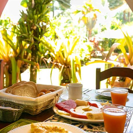 Blick auf das Frühstück der Strandunterkunft B&B El Encanto Inn