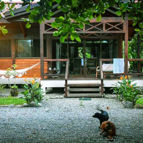 Blick auf eine Veranda der Strandunterkunft Kenaki Lodge 
