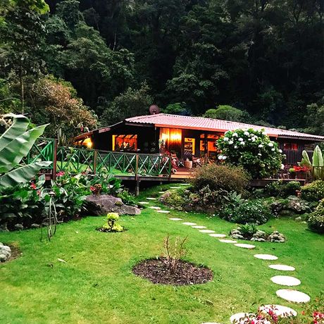 Bungalow Trogon Lodge Aussenansicht 17 Blick auf die Gartenanlage der Bungalow Trogon Lodge