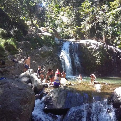 Besuch der familiären Ökofarm Finca Madrina 08 Blick auf eine Ausflugsgruppe beim Besuch der familiären Ökofarm Finca Madrina