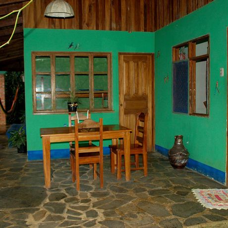 Überdachter Aussenbereich einer der Cabinas des Posada Andrea Cristina